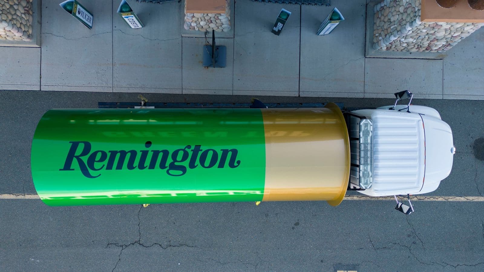 Remington shotgun shell on a truck